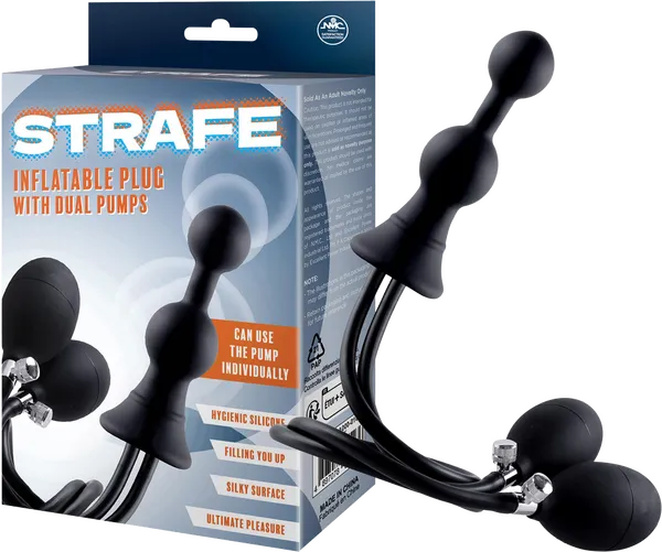 Nanma Strafe Inflatable Plug with Dual Pumps Black Male Sex Toys