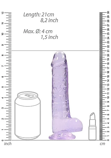 Realrock Crystal Clear 8 Realistic Dildo With Balls Purple Shots Toys Female Sex Toys