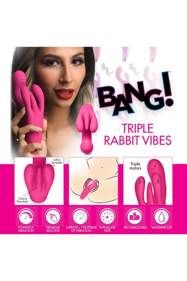 Sd Vibrators 10X Triple Rabbit Silicone Vibrator Pink