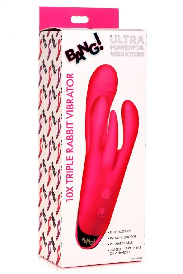 Sd Vibrators 10X Triple Rabbit Silicone Vibrator Pink