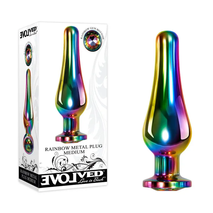 Evolved Rainbow Metal Plug Medium 111 cm Medium Butt Plug with Gem Base Evolved Male Sex Toys Evolved Rainbow Metal Plug Medium 111 cm Medium Butt Plug with Gem Base Evolved Male Sex Toys