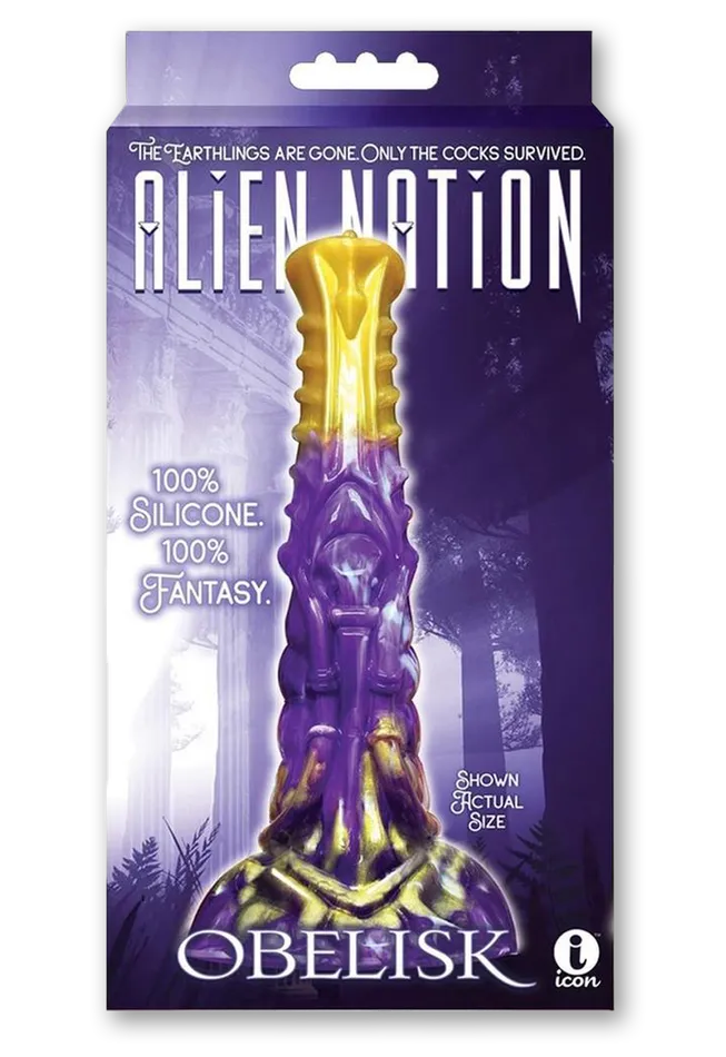 Dildos Icon Brands Alien Nation Obelisk Silicone Dildo PurpleGold