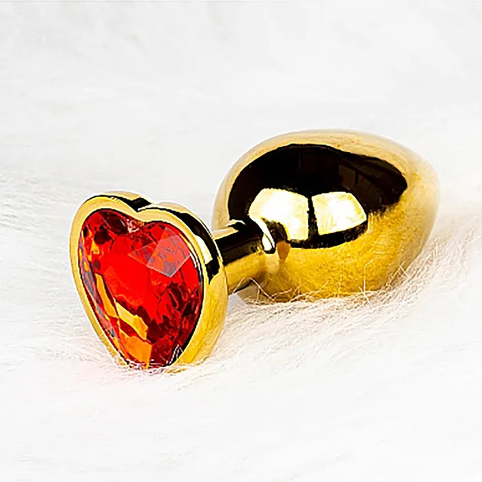 Shots Ouch Heart Gem Butt Plug Medium GoldRuby Red Shots Anal