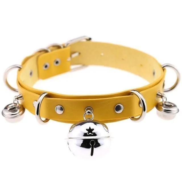 Couples House of Dasein Collars Leashes Pleather Cat Bell Collar Kitten Play Adjustable Leather Bondage Bdsm