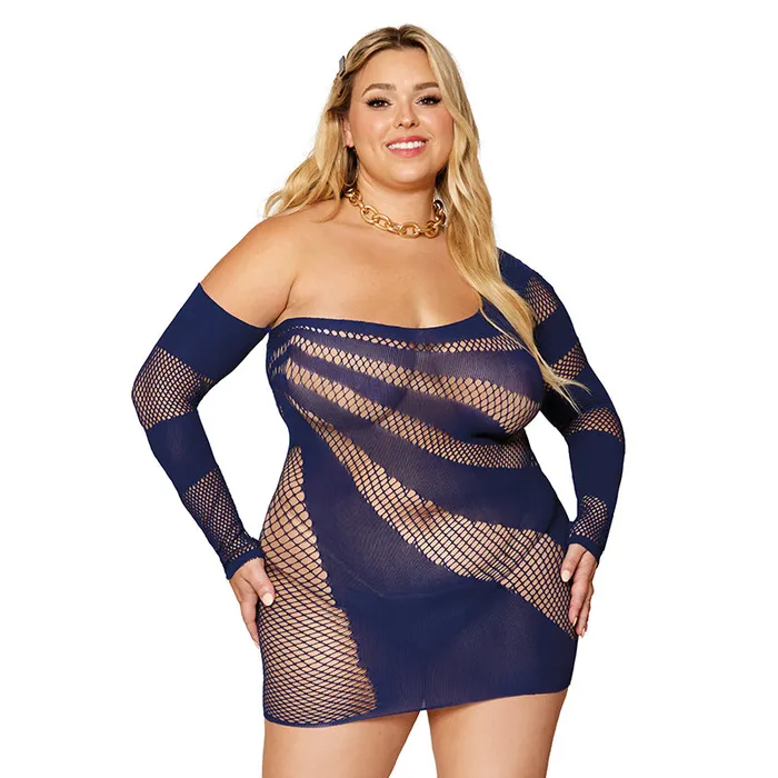 Dreamgirl Internatio Vibrators Dg Stripey Oneshoulder Chemise Noc Qs
