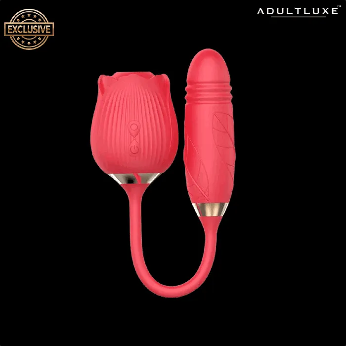 Female Sex Toys AdultLuxe Godsend Rose Sucker with Thrusting DildoNew Colors Available Bozatta