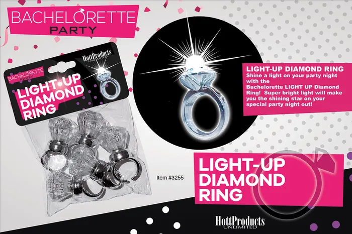 Light Up Diamond Ring 5 Pk Hott Products Male Sex Toys