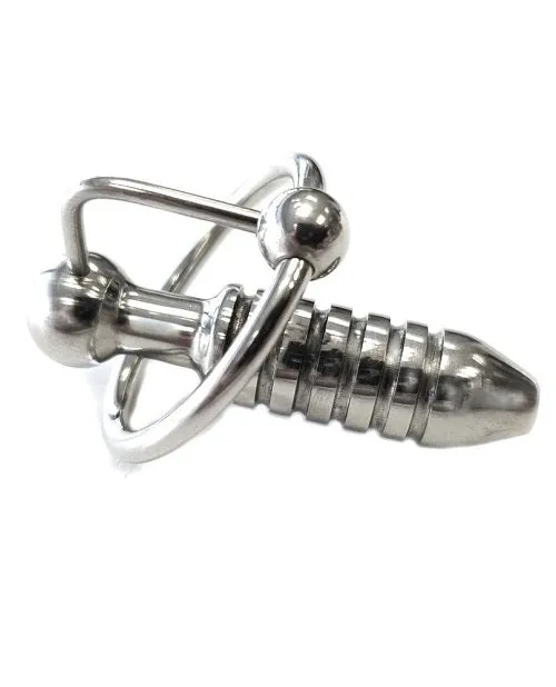 Rouge Stainless Steel Hollow Beaded Urethral Probe and Cock Ring Rouge Male Sex Toys Rouge Stainless Steel Hollow Beaded Urethral Probe and Cock Ring Rouge Male Sex Toys