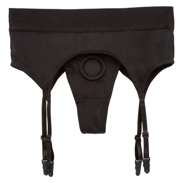 CalExotics Boundless THONG WITH GARTER BELT LXL Strap On Harness Black Female Sex Toys