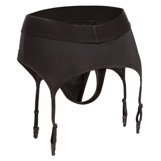 CalExotics Boundless THONG WITH GARTER BELT LXL Strap On Harness Black Female Sex Toys