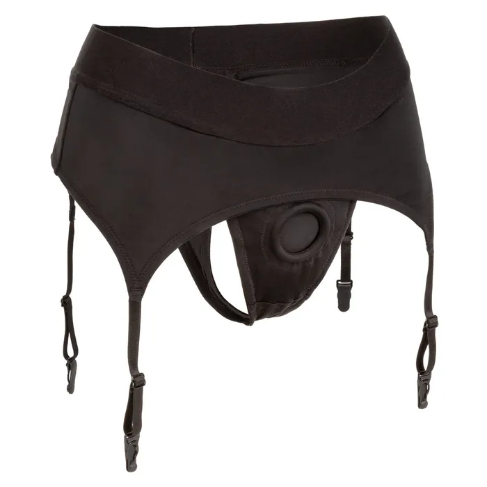 CalExotics Boundless THONG WITH GARTER BELT LXL Strap On Harness Black Female Sex Toys