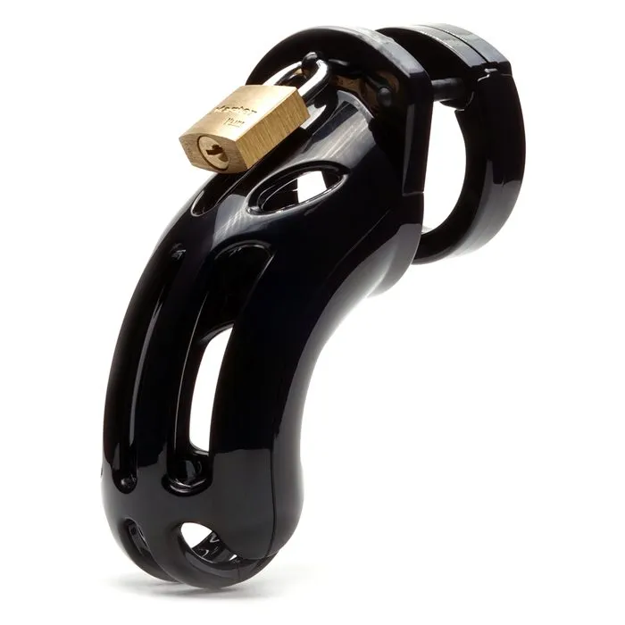 CBX Male Sex Toys The Curve 375 Chastity Cock Cage Black Clear