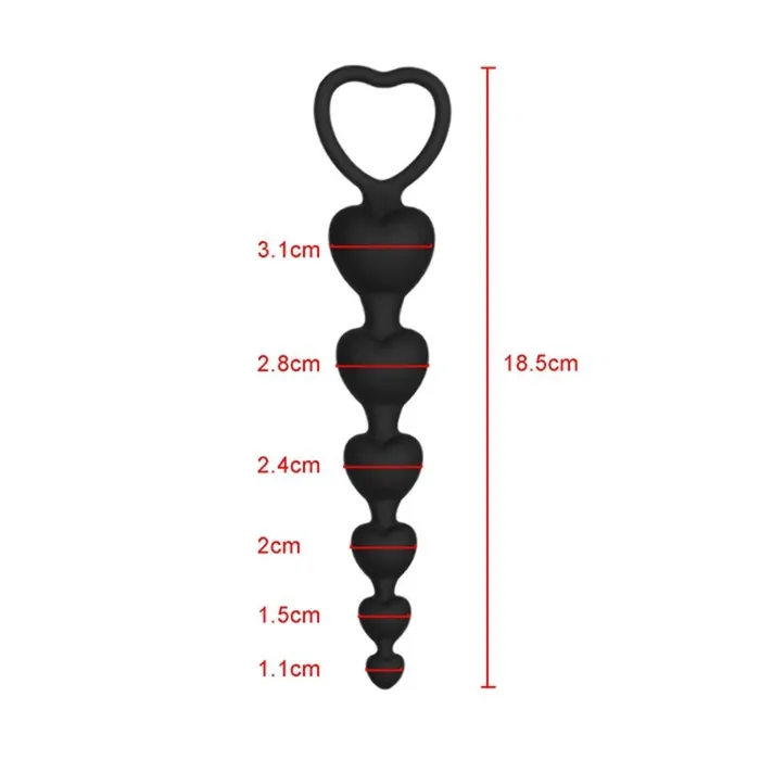 EVEs SECRETS Anal Heart Shaped Silicone Anal Beads Sexual Butt Plug Balls Sex Toys For Women