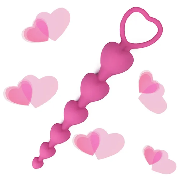 EVEs SECRETS Anal Heart Shaped Silicone Anal Beads Sexual Butt Plug Balls Sex Toys For Women