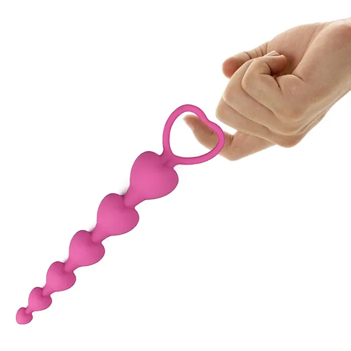 EVEs SECRETS Anal Heart Shaped Silicone Anal Beads Sexual Butt Plug Balls Sex Toys For Women