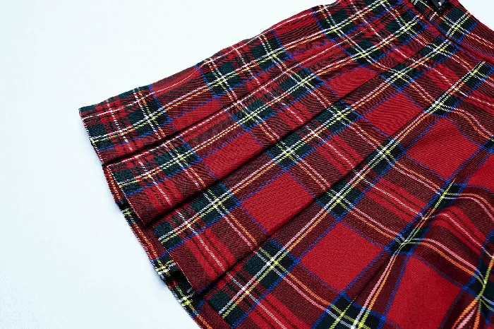 Female Sex Toys EVEs SECRETS Gothic Pleated Skirt in Red Tartan with Belt Accents
