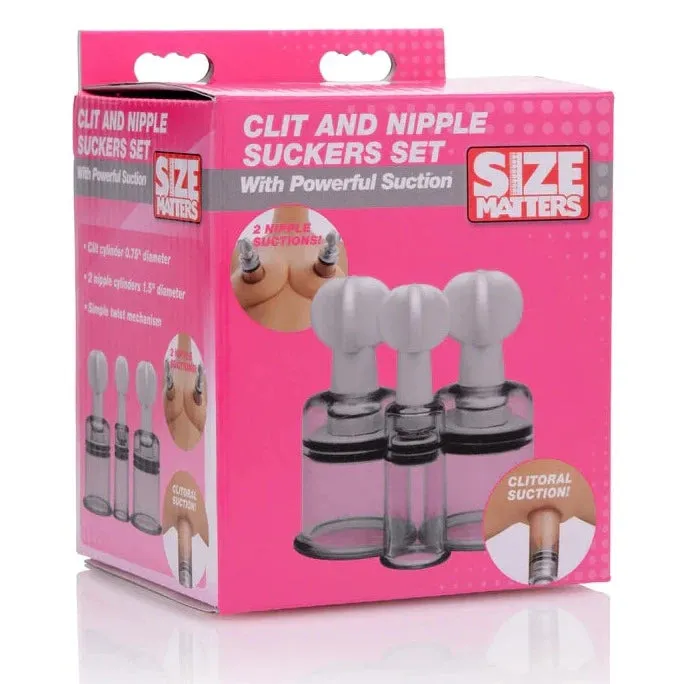 Female Sex Toys Size Matters Size Matters CLIT AND NIPPLE SUCKERS SET with Powerful Suction