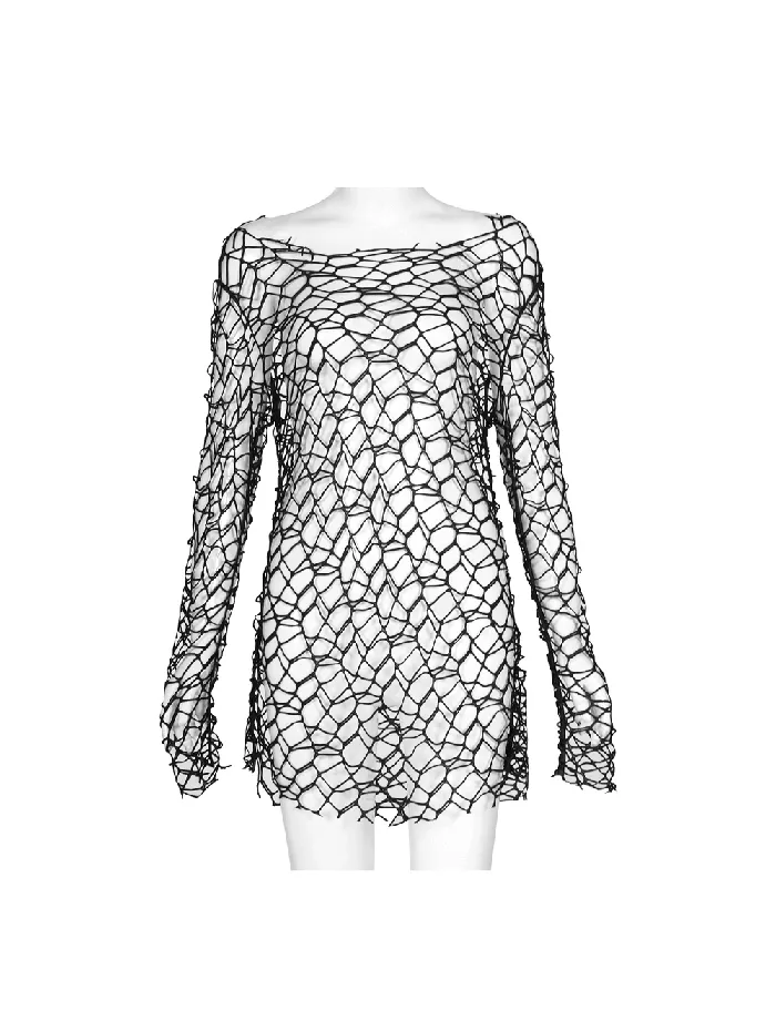 Vibrators EVEs SECRETS Fashionable Oversized Sheer Knit Top for Edgy Punk Vibes