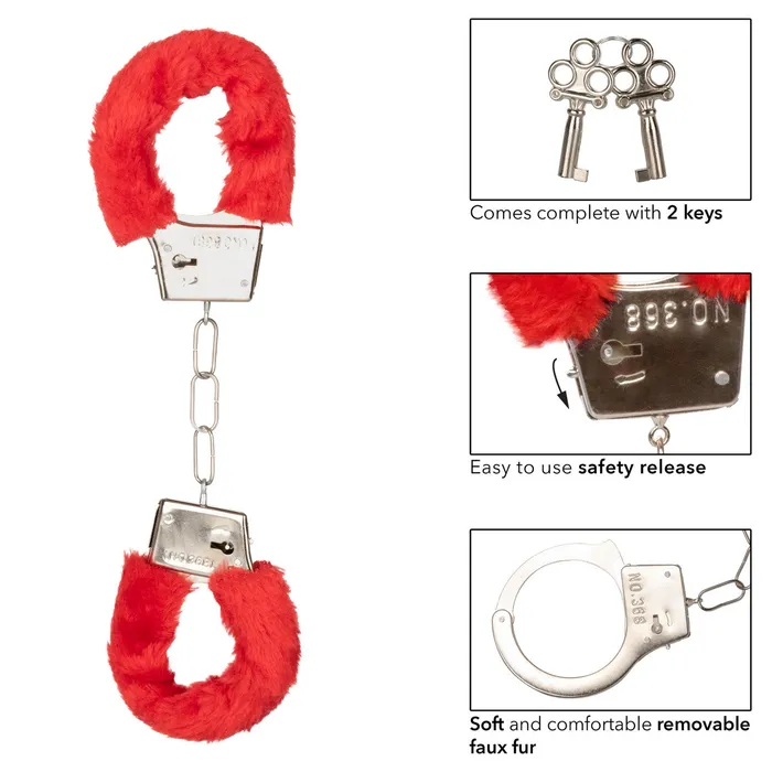 CalExotics Restraints Playful Fluffy Furry Cuffs Red CalExotics Restraints Playful Fluffy Furry Cuffs Red