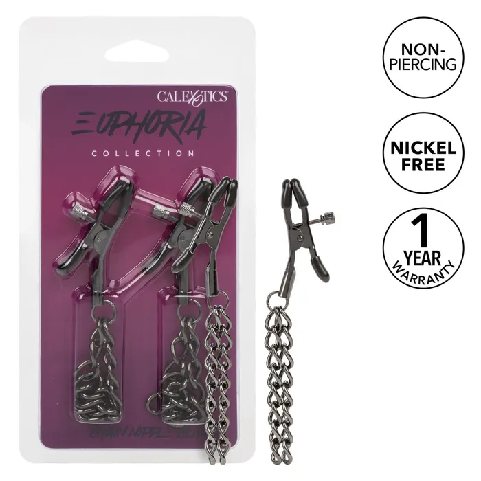 Female Sex Toys CalExotics Euphoria Collection Chain Nipple Clamps